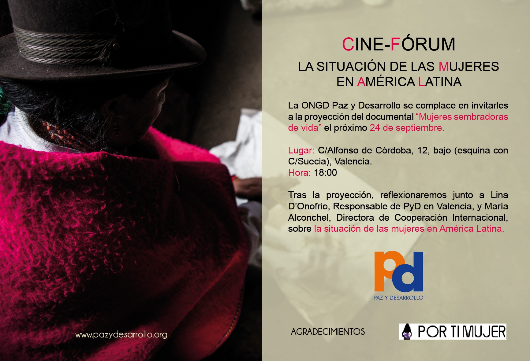 Organizamos en Valencia el Cine-Fórum: “La situación de las mujeres en América Latina”
